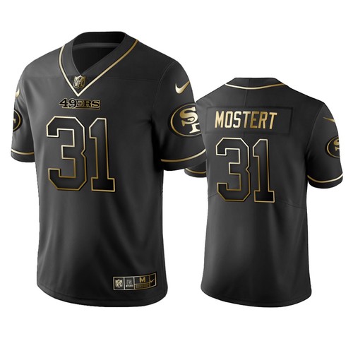 Men's San Francisco 49ers #31 Raheem Mostert Black NFL Golden Limited Stitched Jersey